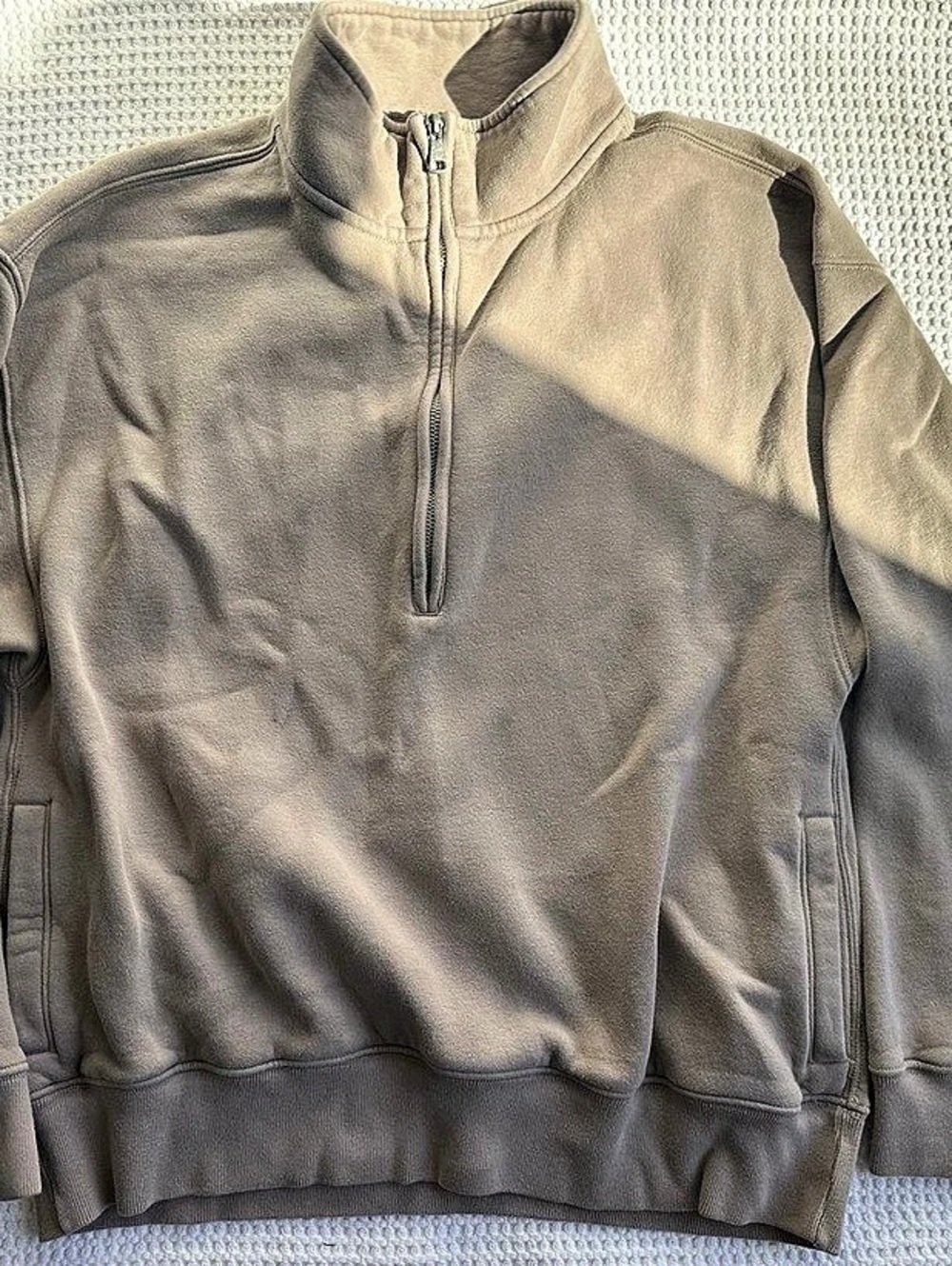Abercrombie & Fitch Soft A&F Max Essentials Quarter-Zip Sweatshirt Beige Medium